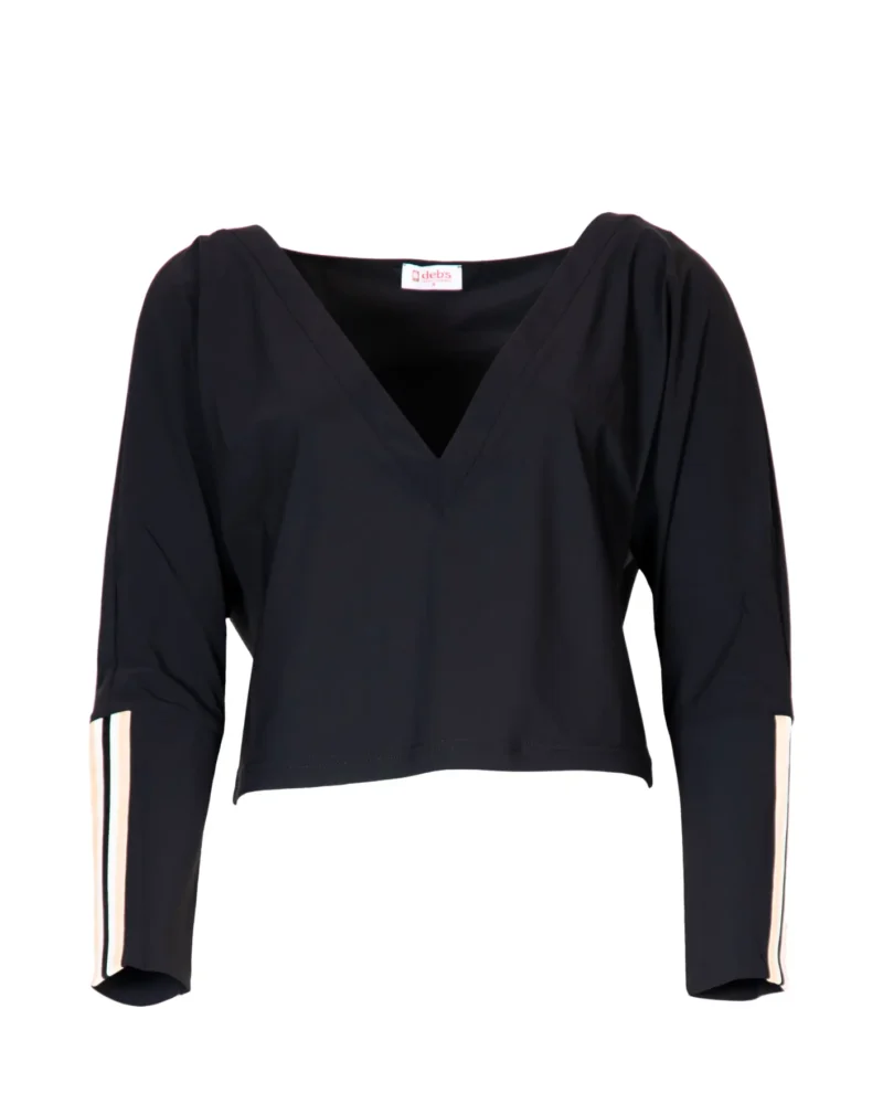 Travelstof v-hals top Rome | Zwart