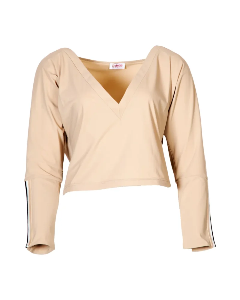 Travelstof v-hals top Rome | Zand