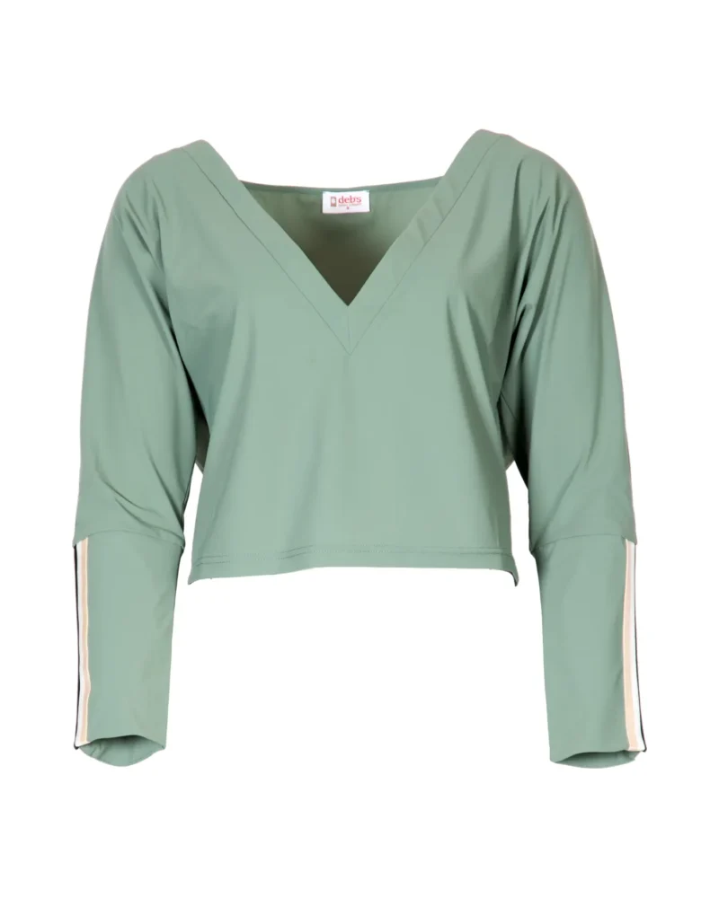 Travelstof v-hals top Rome | Groenblauw