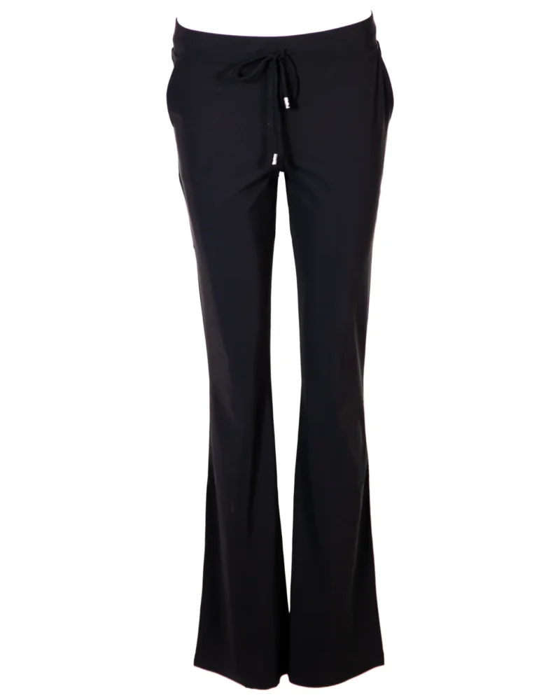 Flared travelstof broek Rome | Zwart