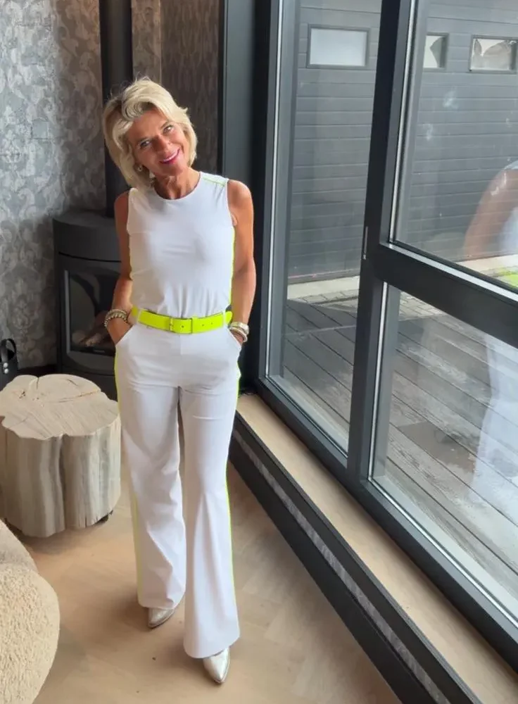 Top Elba | Wit - Fluor geel