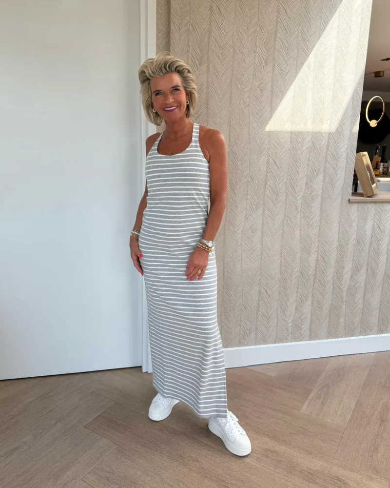 Maxi jurk Capri | Grijs-wit