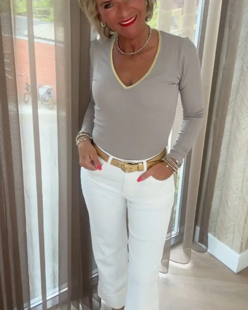 Top Sara | Taupe-goud