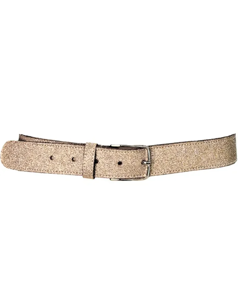 Riem | Glitter champagne | Zilveren gesp