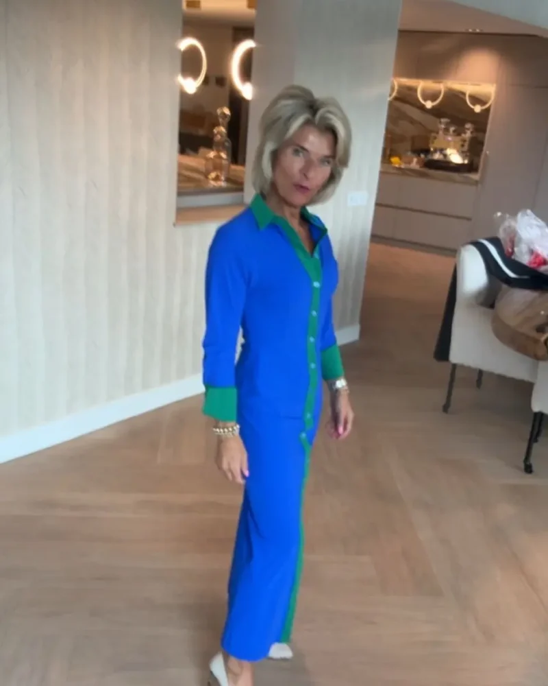 Maxi jurk Verona | Kobaltblauw-Groen