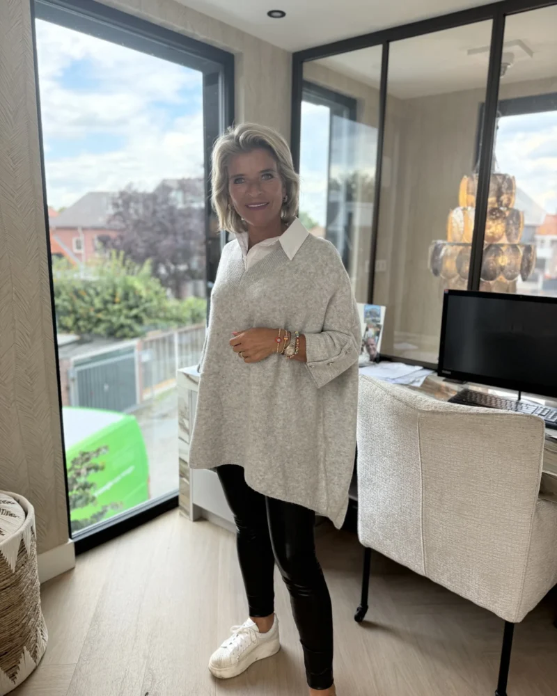 Trui V-hals | Marieke | Grijs