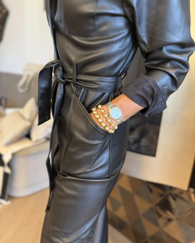 Jurk Leatherlook | Zwart - Afbeelding 3