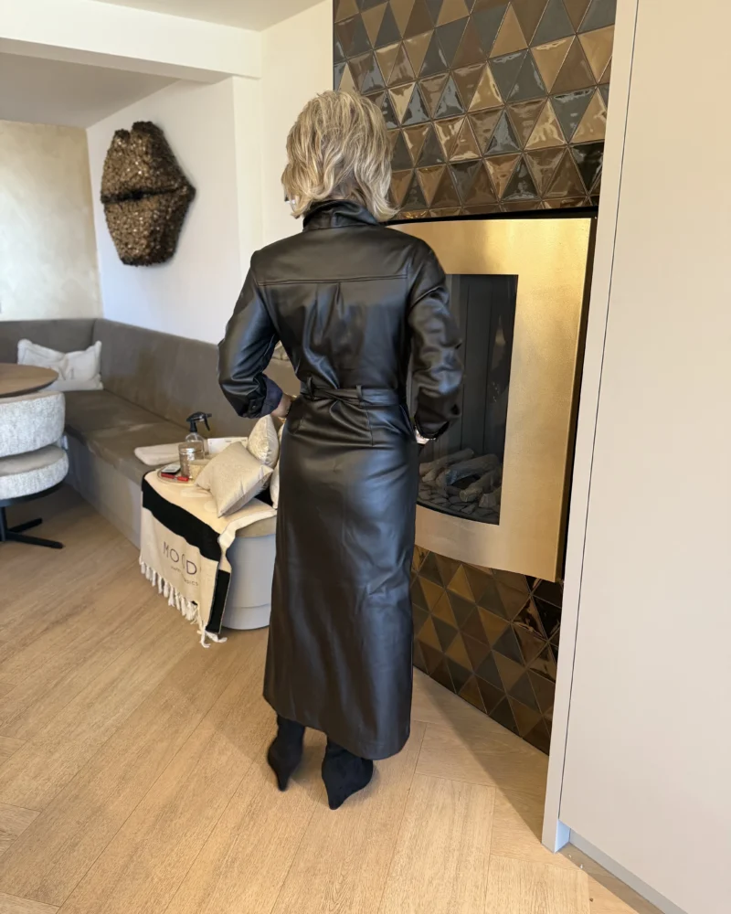 Jurk Leatherlook | Zwart - Afbeelding 2