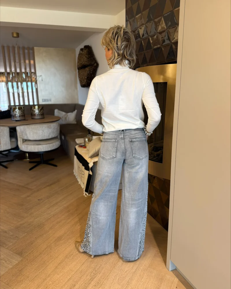 Flared Jeans Elly | Grijs | Leopard - Afbeelding 3