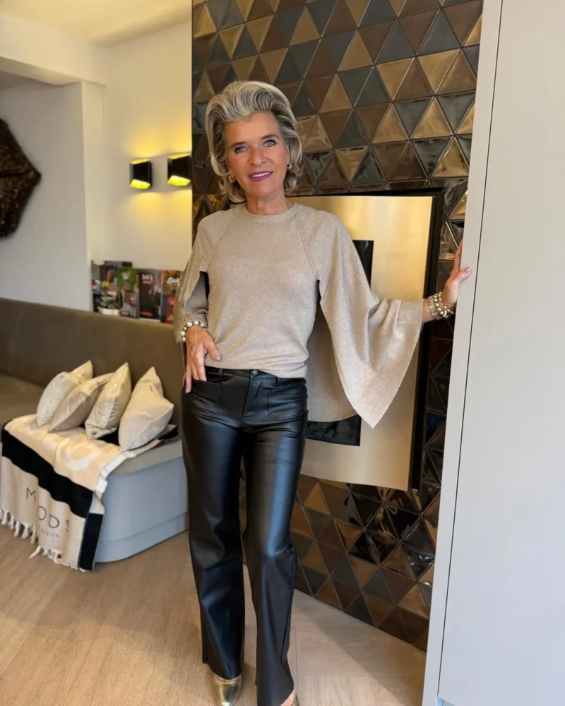 Straight Leg Leder Caro | Zwart