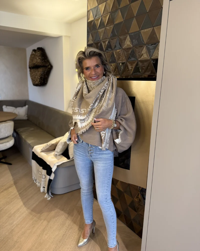 Sjaal Meandra | Beige / Wolwit