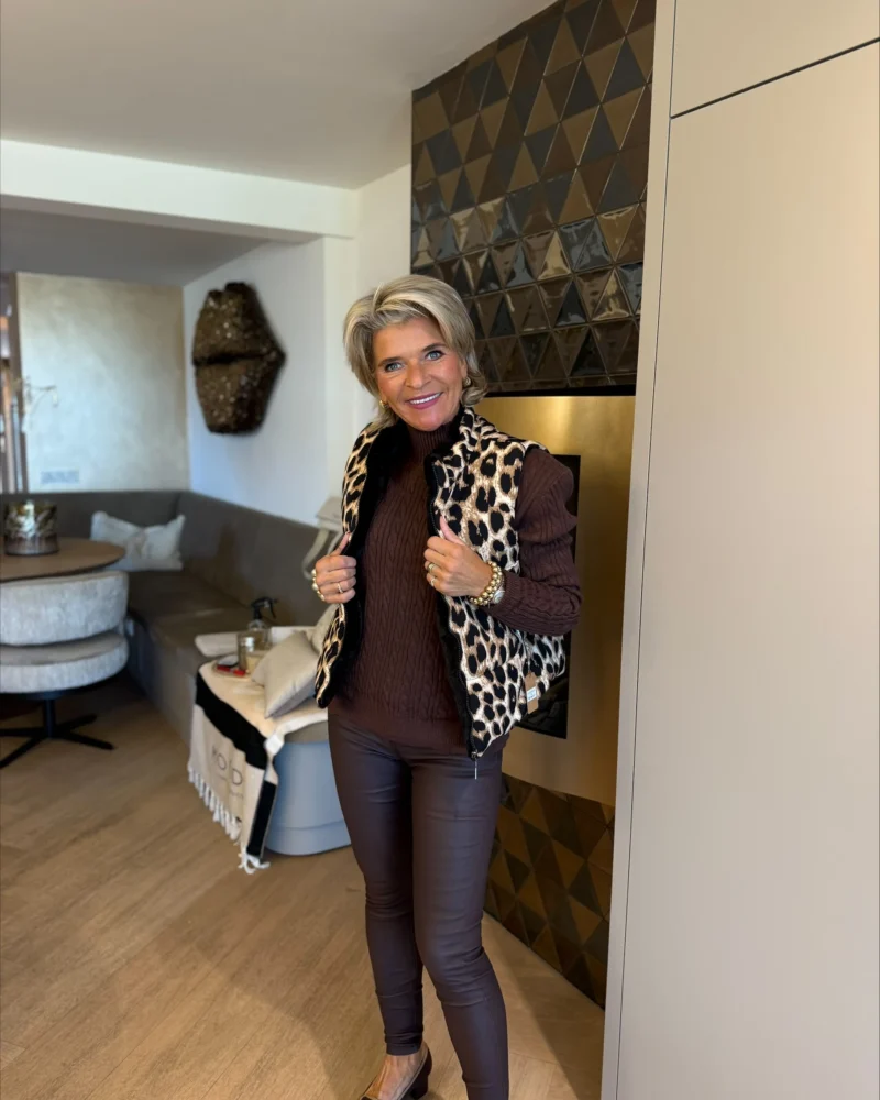 Bodywarmer Teddy | Leopard | Zwart