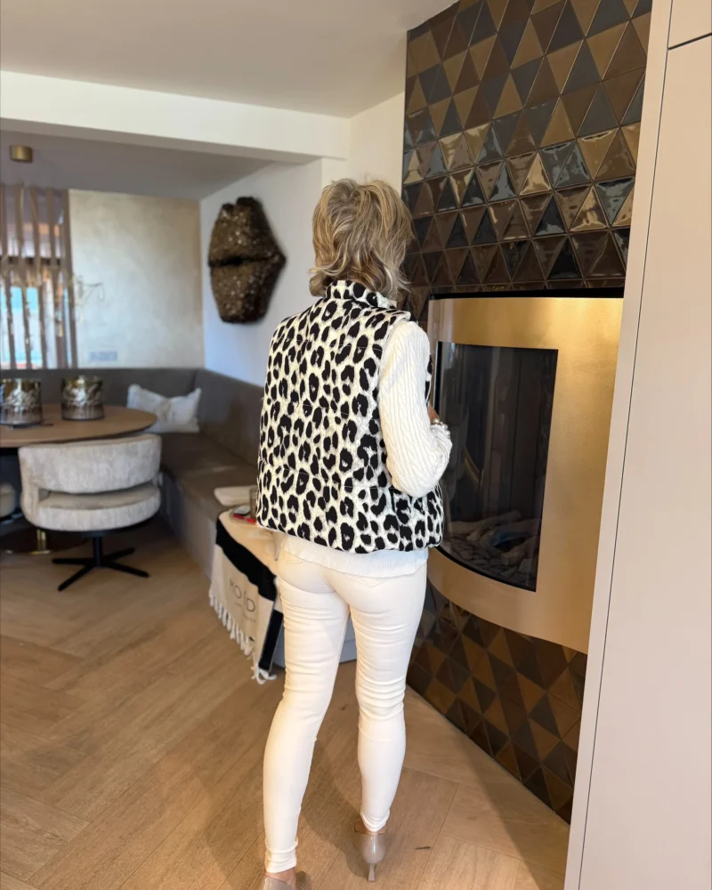 Bodywarmer Teddy | Leopard | Beige - Afbeelding 2