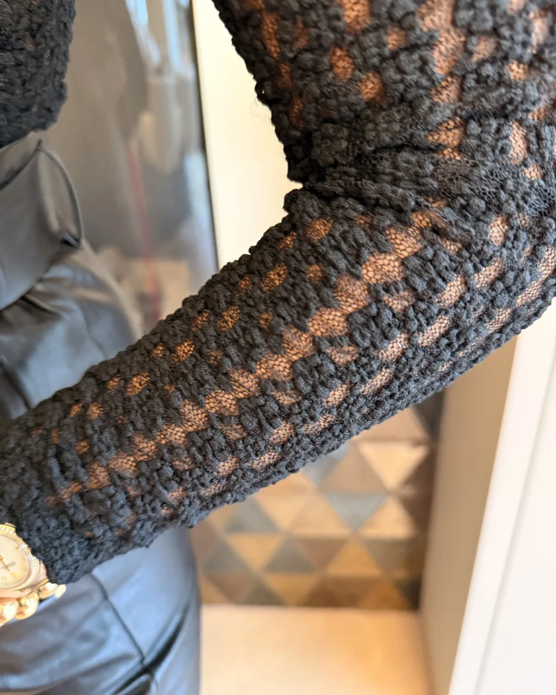 Shirt Mesh Bloem | Zwart - Afbeelding 3
