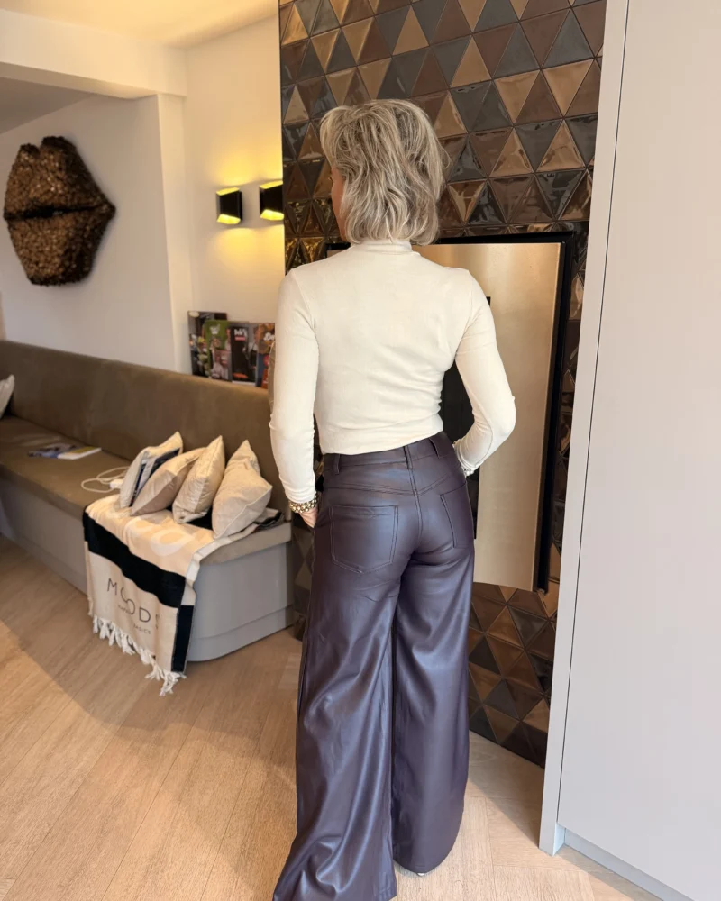 Wide Leg leder | Burgundy - Afbeelding 2