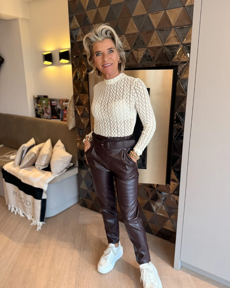Broek Leatherlook | Pia | Wijnrood