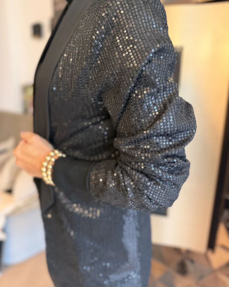 Glitter Colbert | Zwart - Afbeelding 2