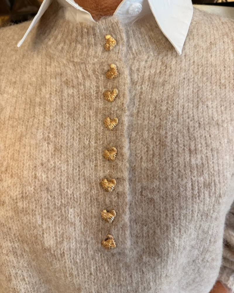 Trui Gouden Hartjes | Taupe - Afbeelding 2