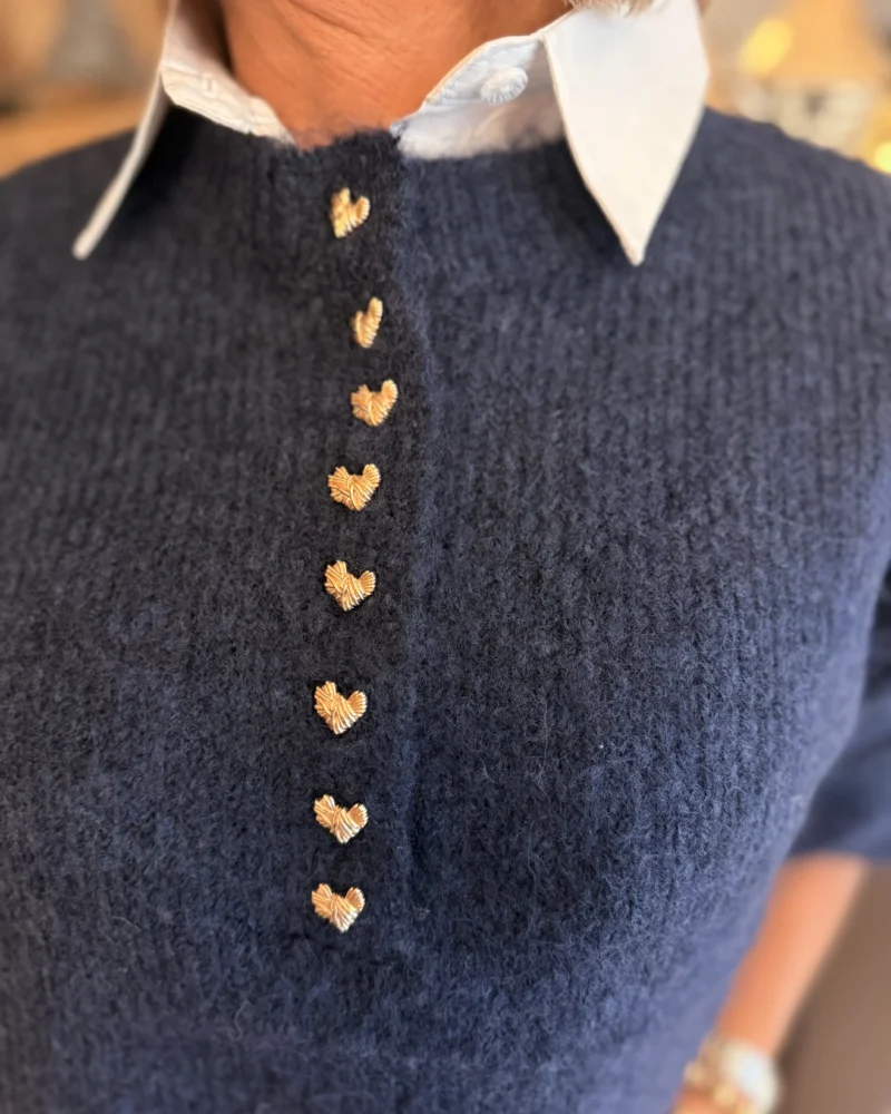 Trui Gouden Hartjes | Navy - Afbeelding 2