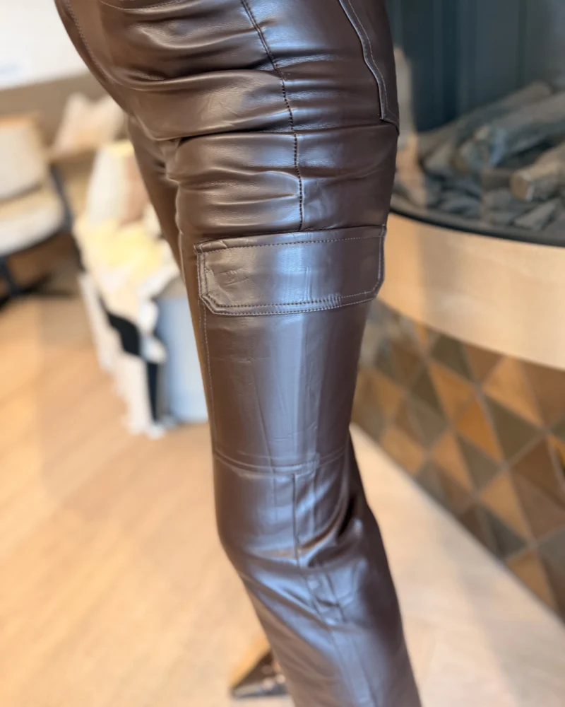 Broek Cargo Sam | Leder | Donkerbruin - Afbeelding 3