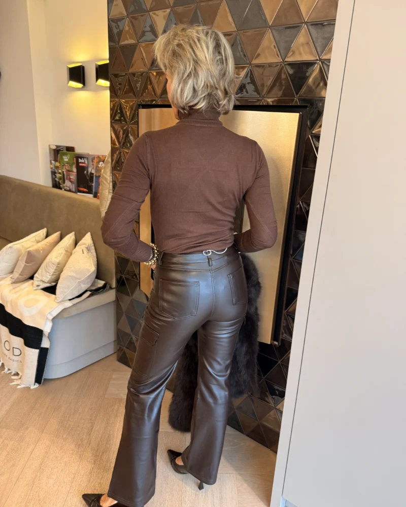 Broek Cargo Sam | Leder | Donkerbruin - Afbeelding 2