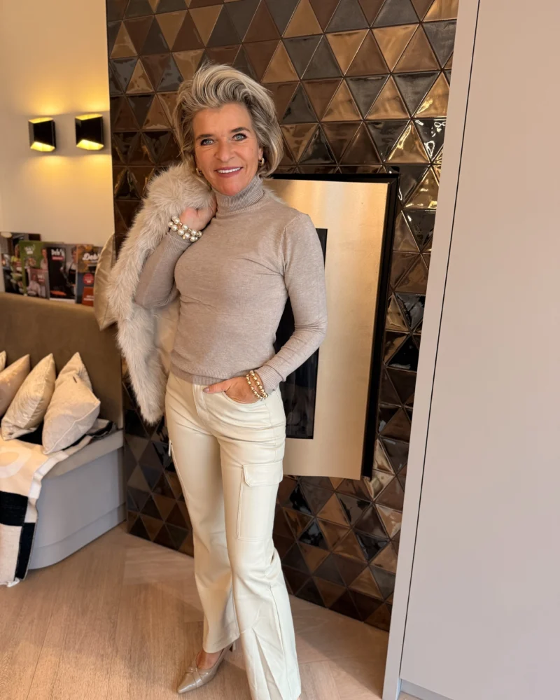 Broek Cargo Sam | Leder | Beige