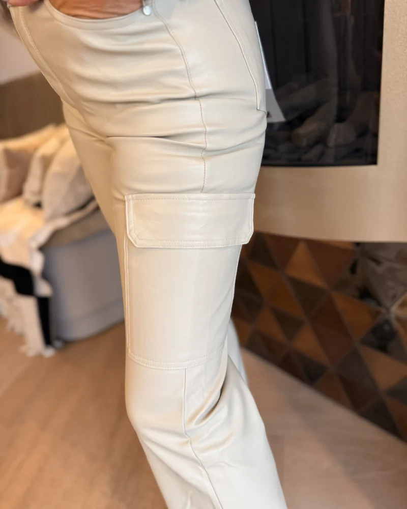 Broek Cargo Sam | Leder | Beige - Afbeelding 3
