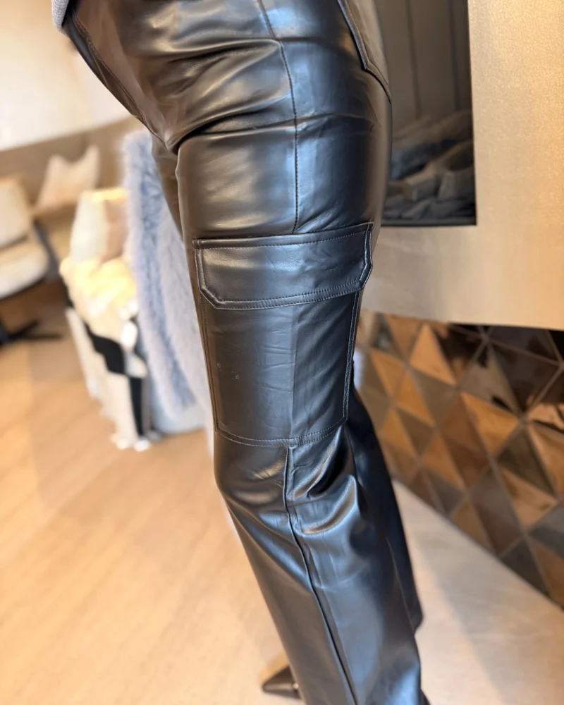 Broek Cargo Sam | Leder | Zwart - Afbeelding 3